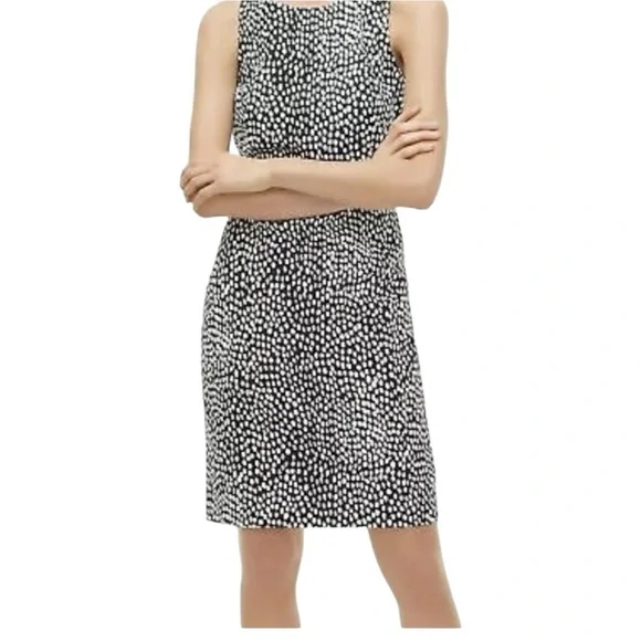 J. Crew NWT Navy White Oncilla Print Cotton Basketweave Sleeveless Sheath Dress - Picture 3 of 12